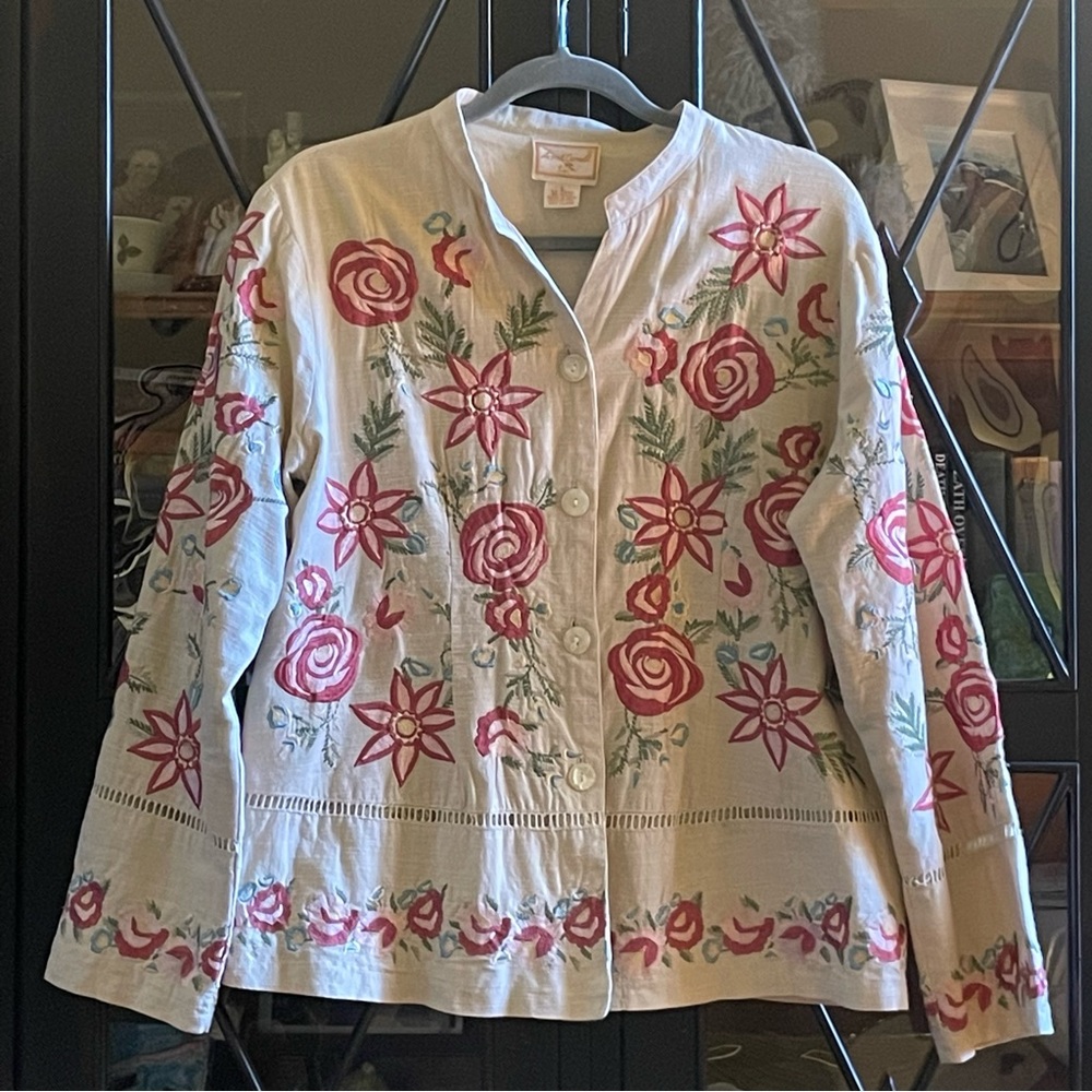April Cornell vintage embroidered jacket L